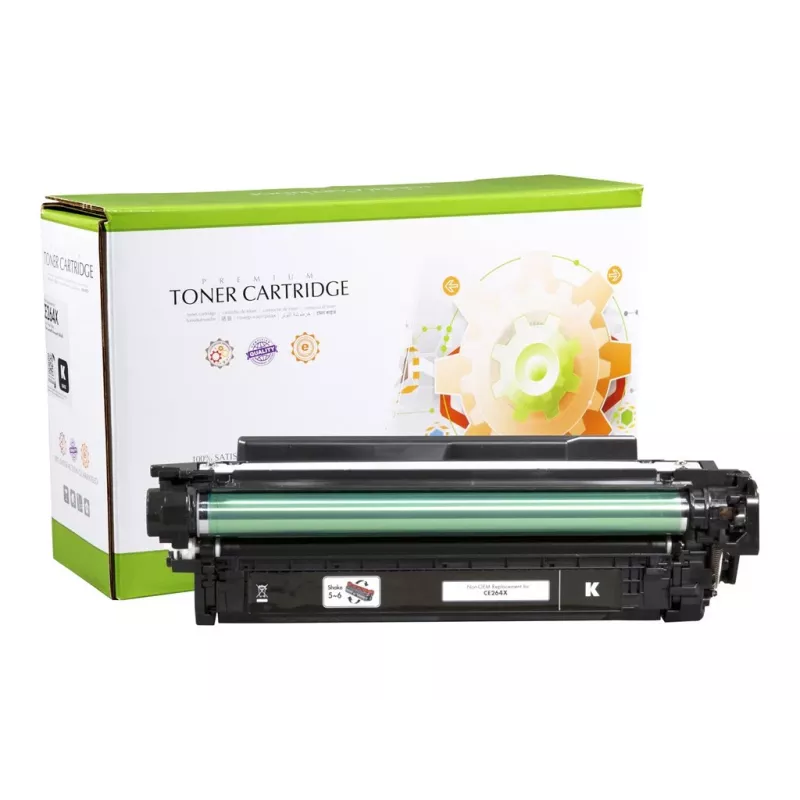 STATIC Tonerkartusche kompatibel mit HP CE264X Schwarz Hochkapazität Wiederaufbereitet 17.000 Seiten
