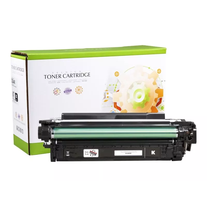 STATIC Tonerkartusche kompatibel mit HP CE264X Schwarz Hochkapazität Wiederaufbereitet 17.000 Seiten