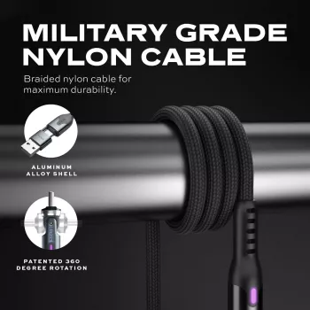 STATIK PowerPivot Pro Nylon Braided Cable, USB-C auf USB-C, 2m, Schwarz