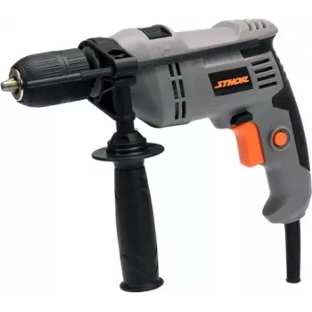 STHOR 78997 Schlagbohrmaschine 800W mit 13mm Zahnkranzbohrfutter, 0-3000 U/min, 0-48000 Schläge/min, Drehzahlregelung, Rechts-/Linkslauf, Zusatzhandgriff, Tiefenanschlag