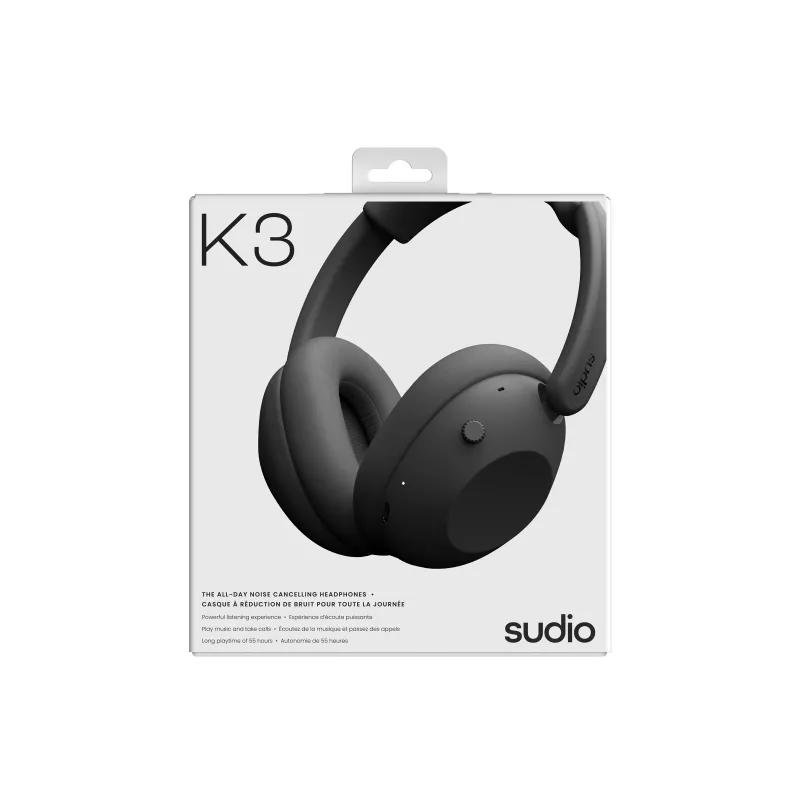 Sudio K3 Kabellose Over-Ear-Kopfhörer mit Hybrid-ANC, Bluetooth 5.3, 60h Akku, Ink Black
