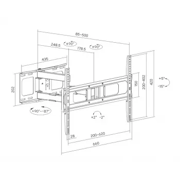 Sunne Full-Motion TV-Wandhalterung 37-86 Zoll Schwarz 50 kg