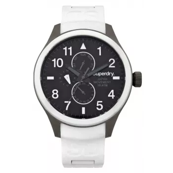 SUPERDRY Herren Analog-Quarzuhr SYG110W 44mm Schwarzes Silikonarmband