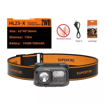 Superfire HL23-X 300 Lumen USB-C Wiederaufladbare LED-Stirnlampe Taschenlampe