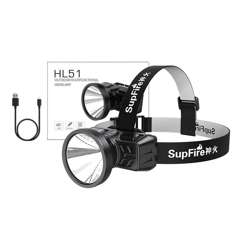 Superfire HL51 Stirnlampe, 160 lm, Micro-USB, 4 Modi, 300 m