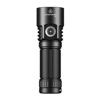 Superfire L22 XHP70.2 LED Taschenlampe 3000 Lumen USB-C wiederaufladbare Powerbank Schwarz