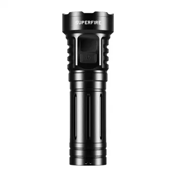 Superfire L24 USB-C wiederaufladbare LED-Taschenlampe, 2500 Lumen, 500 m Leuchtweite, IP44, Schwarz