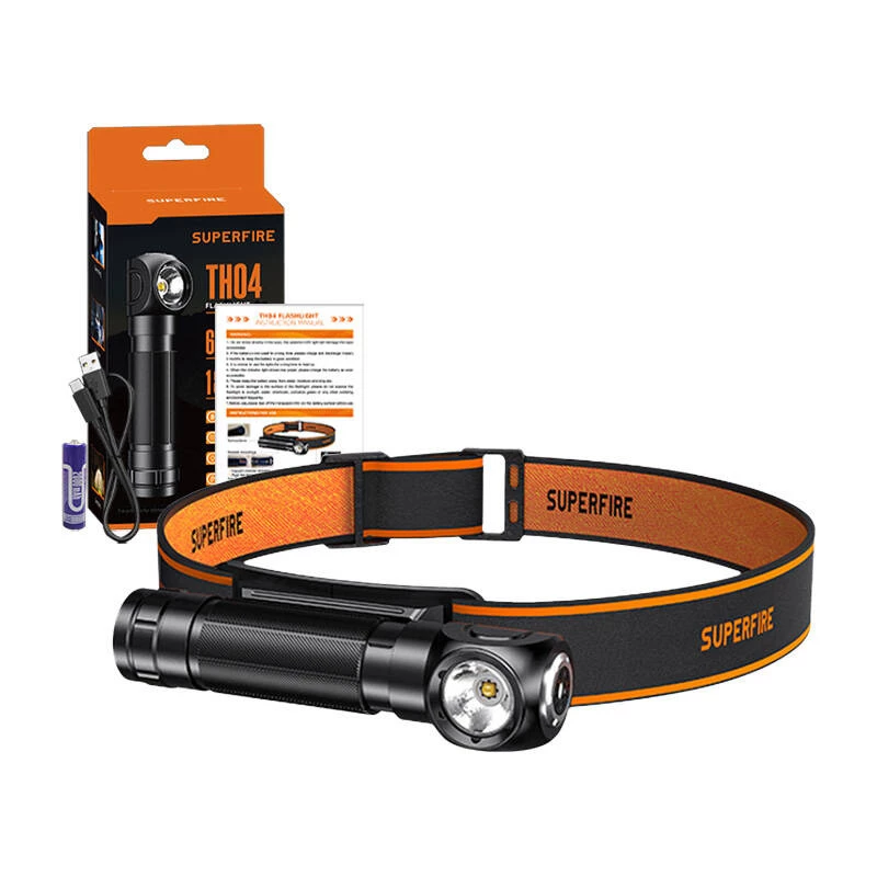 Superfire TH04 LED 2-in-1 Stirnlampe Taschenlampe, 600 Lumen, USB-C wiederaufladbar, 5 Modi, 150 m Leuchtweite