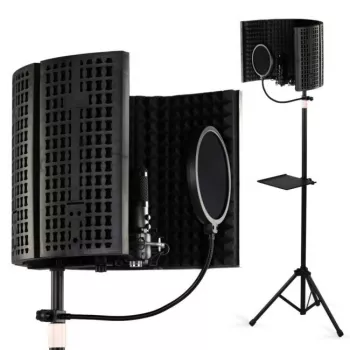 SUPRIMO AC5 SET 5-Panel Akustik-Trennwand für Mikrofon, faltbar, Schwarz