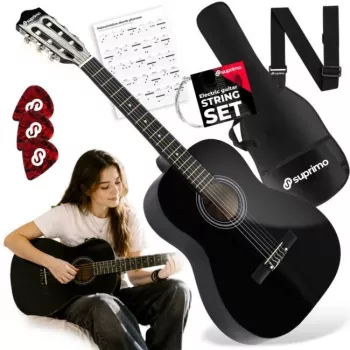 Suprimo CG34 BK Klassische Gitarre 3/4 36 Zoll Schwarz