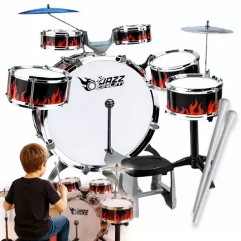 SUPRIMO K-DRUMS 2 Großes Kinderschlagzeug mit 6 Trommeln, Rot/Schwarz