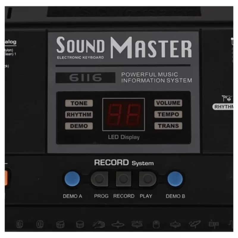 SUPRIMO MQ 6116 61-Tasten Kinder-Keyboard mit LCD, 128 Klängen, 128 Rhythmen, Aufnahme, Mikrofonanschluss, Schwarz