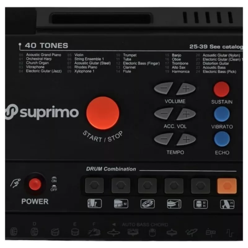SUPRIMO MQ 6116 61-Tasten Kinder-Keyboard mit LCD, 128 Klängen, 128 Rhythmen, Aufnahme, Mikrofonanschluss, Schwarz
