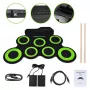 SUPRIMO Roll Up Drum Pad – 9-Pad tragbares elektronisches Schlagzeug mit Pedalen, USB MIDI, eingebauten Lautsprechern, Schwarz