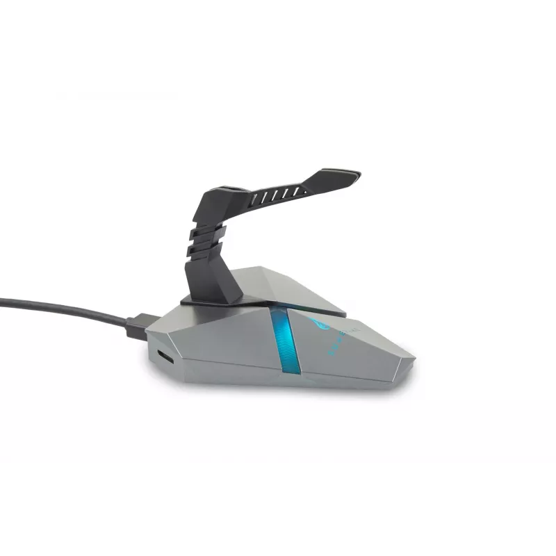 SureFire Axis Bungee HUB USB-Mauskabelhalter - RGB-USB-2.0-Hub mit flexiblem Silikonarm, beschwerter Anti-Rutsch-Basis, Schwarz