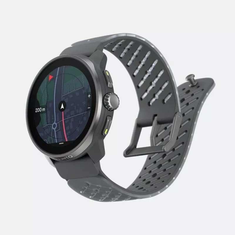 Suunto Race S Graphite GPS-Multisportuhr mit 1,32 inch AMOLED-Touchscreen, Edelstahl, Herzfrequenzmessung, 100m Wasserdichtigkeit