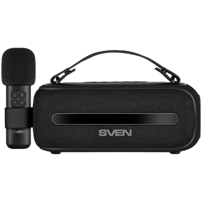 SVEN PS-255 Lautsprecher, Schwarz (12W, Bluetooth, FM, USB, Karaoke-Mikrofon, 3600mAh)