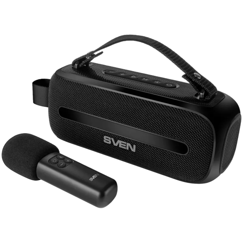 SVEN PS-255 Lautsprecher, Schwarz (12W, Bluetooth, FM, USB, Karaoke-Mikrofon, 3600mAh)