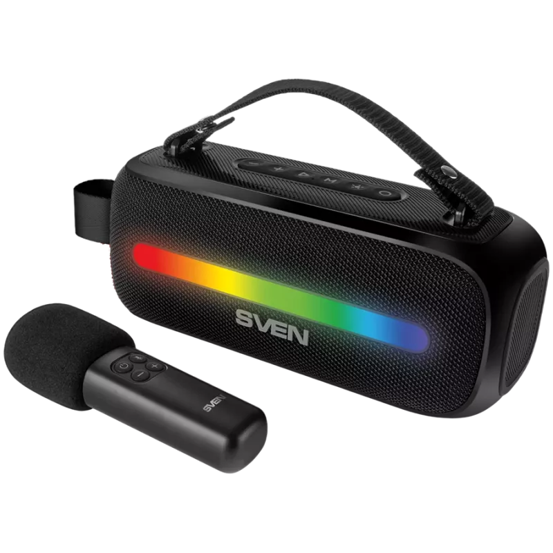 SVEN PS-255 Lautsprecher, Schwarz (12W, Bluetooth, FM, USB, Karaoke-Mikrofon, 3600mAh)