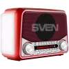 SVEN SRP-150 Tragbarer Lautsprecher, Rot (3W, Bluetooth, FM/AM/SW, USB, microSD, Taschenlampe, Akku)