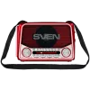 SVEN SRP-150 Tragbarer Lautsprecher, Rot (3W, Bluetooth, FM/AM/SW, USB, microSD, Taschenlampe, Akku)