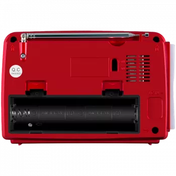 SVEN SRP-150 Tragbarer Lautsprecher, Rot (3W, Bluetooth, FM/AM/SW, USB, microSD, Taschenlampe, Akku)