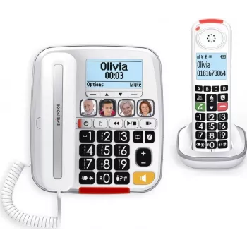 Swissvoice Xtra 3355 DECT Schnurlostelefon mit Anrufbeantworter, großen Tasten, Weiß