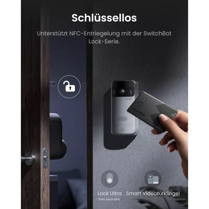Switchbot SWB VDB-M-SW - WiFi Video-Türklingel mit 4,3-Zoll-Farbdisplay (Weiß/Silber)