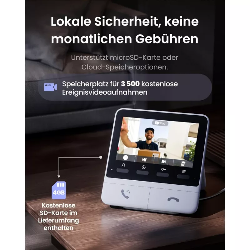 Switchbot SWB VDB-M-SW - WiFi Video-Türklingel mit 4,3-Zoll-Farbdisplay (Weiß/Silber)
