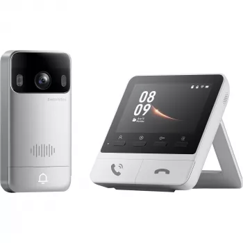 Switchbot SWB VDB-M-SW - WiFi Video-Türklingel mit 4,3-Zoll-Farbdisplay (Weiß/Silber)