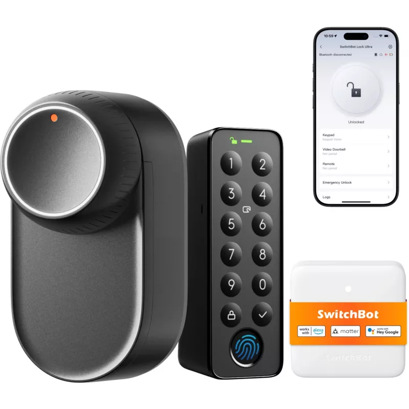 SwitchBot Ultra Touch Bundle Schwarz, Lock Ultra Schwarz, Keypad Touch, Hub Mini