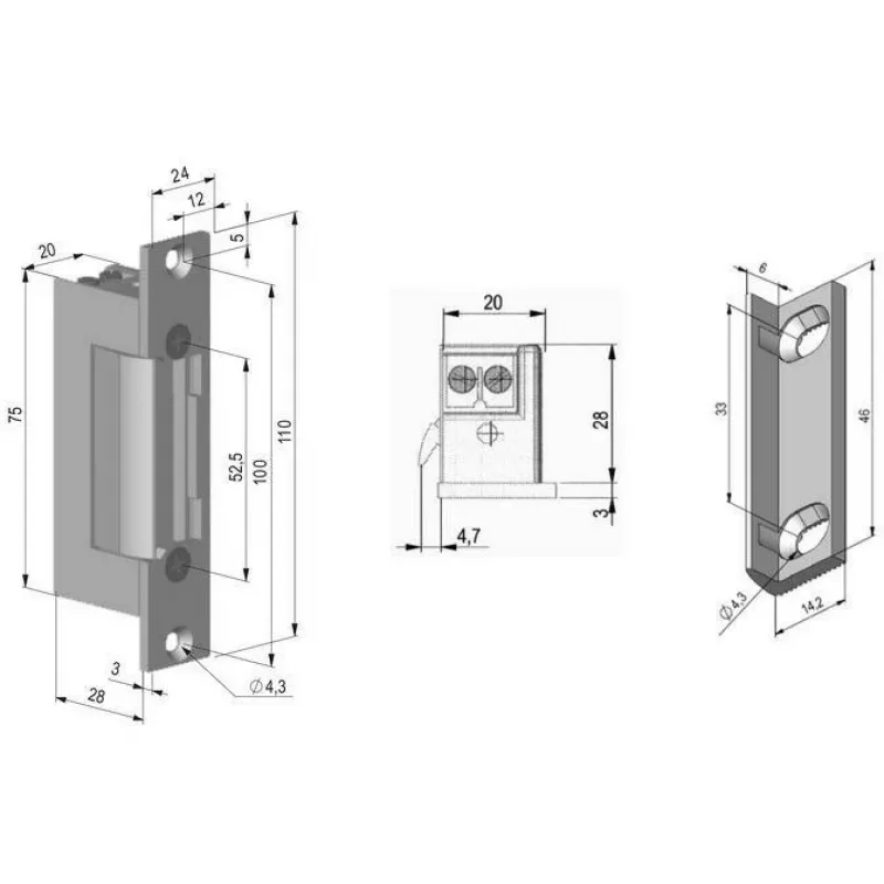 Symmetrischer Elektrotüröffner SCOT ES-S12AC/DC PROFI