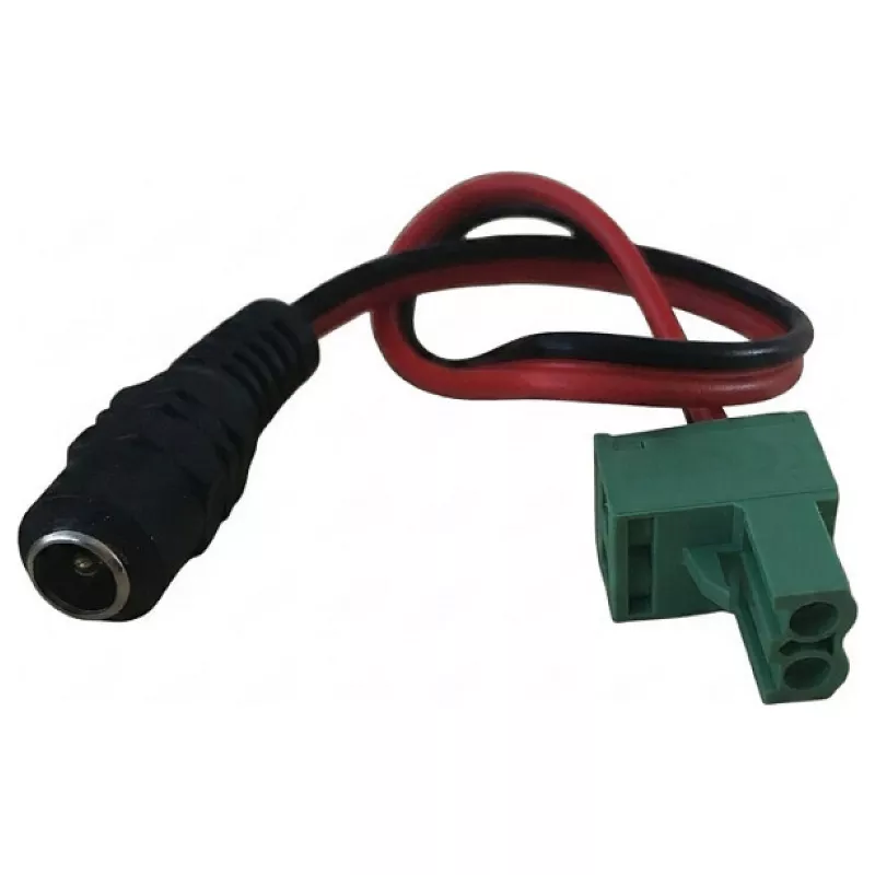 Synergy 21 LED DC Power Jack auf KEFA Phoenix kompatibles Adapterkabel, 5,5x2,1mm Buchse auf 2-poligen Stecker, 15cm, Schwarz