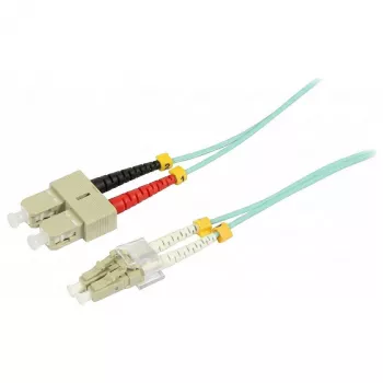 SYNERGY21 Glasfaser-Patchkabel 10m LC-SC Duplex 50/125µm OM3 LSZH Aqua 2mm