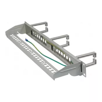 Synergy21 Keystone Patch Panel 19 inch 1U 16 Ports Hellgrau mit Kabelmanagementbügel