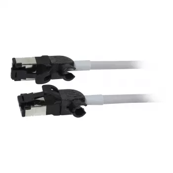 Synergy21 Patchkabel RJ45, CAT6A 500MHz, 3m, Grau, S/FTP, Slimline Rund d=4,5mm, TPE/LSZH (Superflex), AWG28, mit CAT7-Rohstecker, drehbarer Stecker