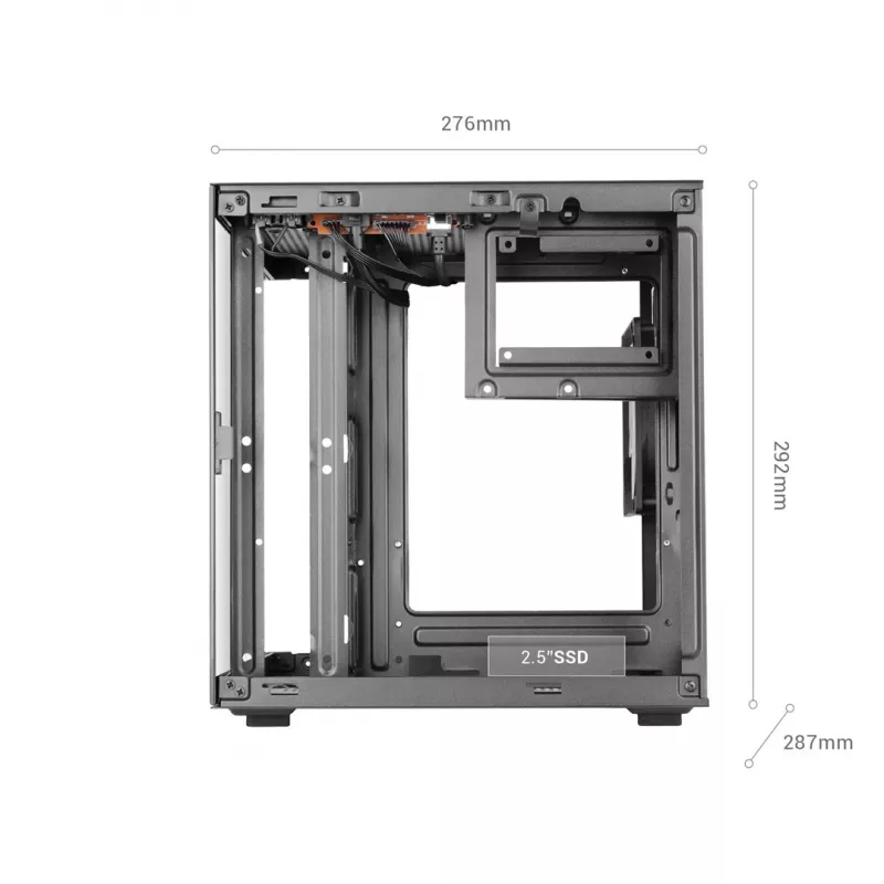 TACENS MARS MC-CUBE Micro-ATX Gehäuse, Schwarz, Tempered Glass, ARGB, USB-C