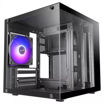 TACENS MARS MC-CUBE Micro-ATX Gehäuse, Schwarz, Tempered Glass, ARGB, USB-C