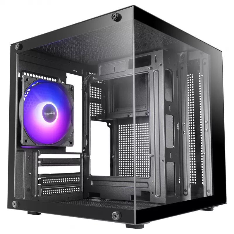 TACENS MARS MC-CUBE Micro-ATX Gehäuse, Schwarz, Tempered Glass, ARGB, USB-C