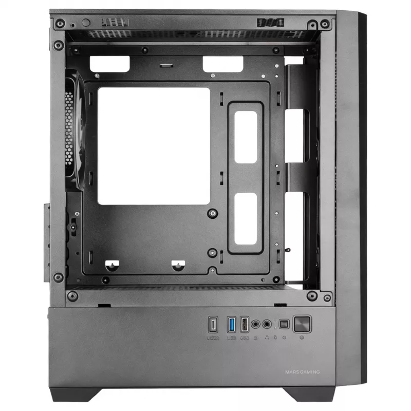TACENS MARS MC-QUANTUM Mid-Tower ATX-Gehäuse mit 3x120mm FDB-Lüftern + 1x120mm ARGB-Lüfter, USB-C, gehärtetem Glas, Schwarz
