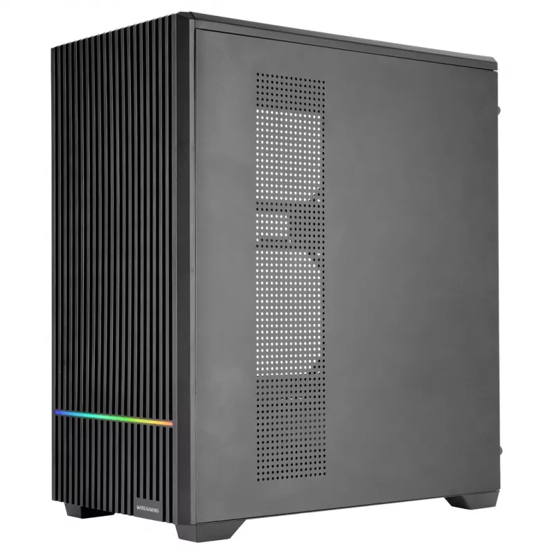 TACENS MARS MC-QUANTUM Mid-Tower ATX-Gehäuse mit 3x120mm FDB-Lüftern + 1x120mm ARGB-Lüfter, USB-C, gehärtetem Glas, Schwarz