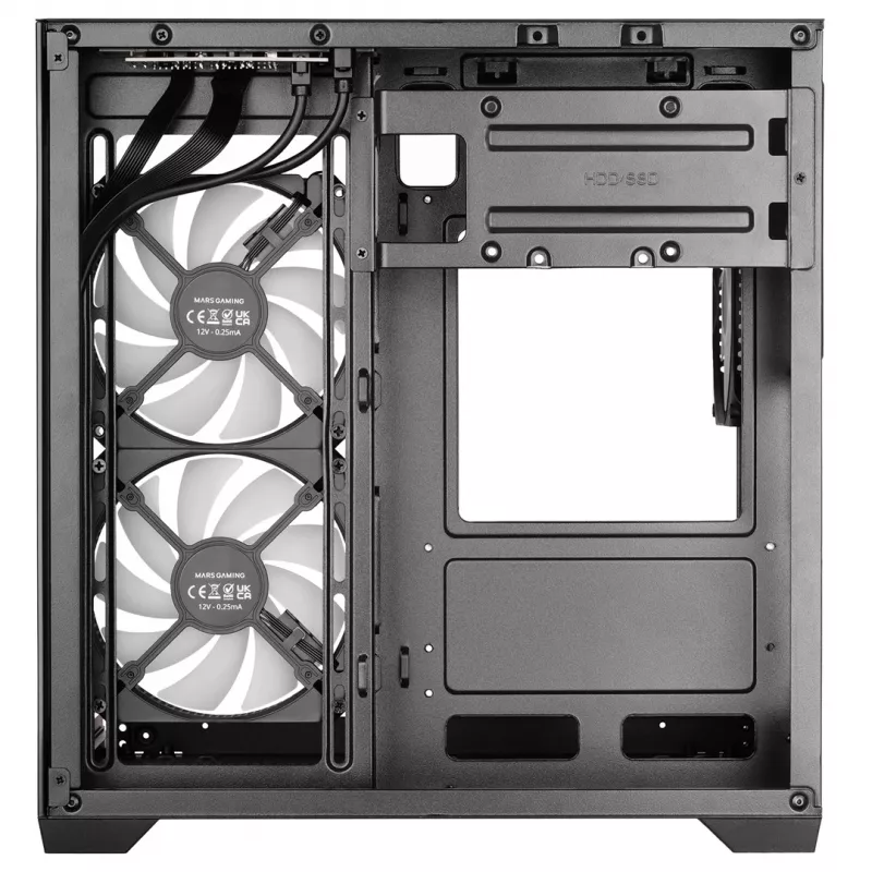 TACENS MARS MC-VIEW3 Micro-ATX Gehäuse mit 3x ARGB Lüftern, USB-C, gehärtetem Glas