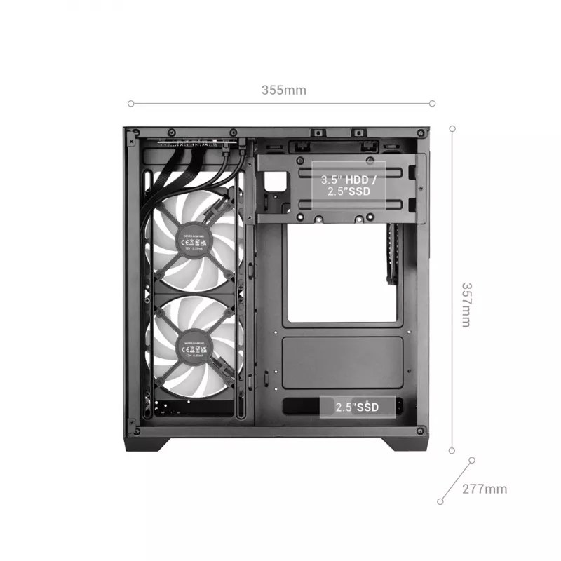 TACENS MARS MC-VIEW3 Micro-ATX Gehäuse mit 3x ARGB Lüftern, USB-C, gehärtetem Glas