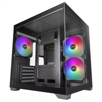 TACENS MARS MC-VIEW3 Micro-ATX Gehäuse mit 3x ARGB Lüftern, USB-C, gehärtetem Glas