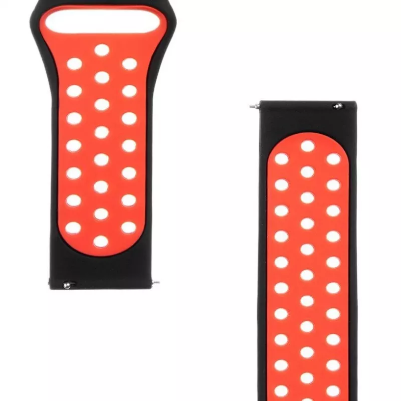 Taktisches 20mm Doppeltes Silikonarmband Schwarz Rot