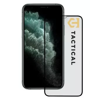 Taktischer Panzerglas-Displayschutz für Apple iPhone 11 Pro, XS, X - 9H, 2.5D, Full Glue, Schwarz