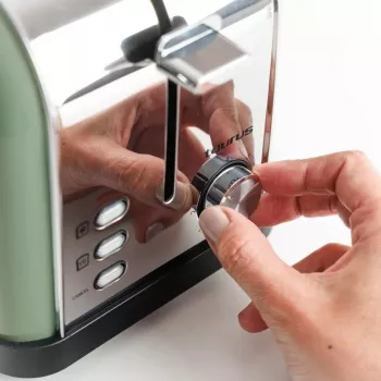 Taurus Vintage Toaster in Olivgrün, 1500 W, 2 lange Schlitze, 7 Bräunungsstufen, Auftauen, Aufwärmen, Edelstahl