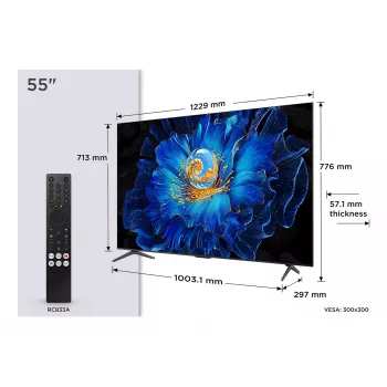 TCL 55C69KS 55-Zoll 4K Ultra HD QLED Smart TV mit Google TV, Dolby Vision, HDR10+, Metallrahmen