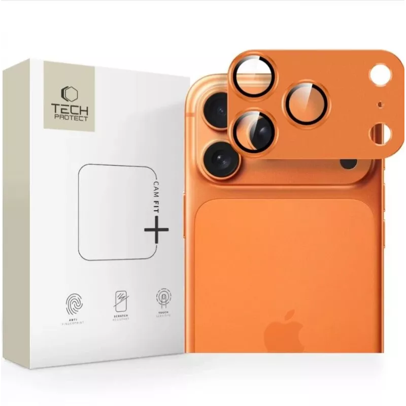 Tech-Protect Apple iPhone 15 Pro / 15 Pro Max Kamera-Linsenschutz CamFull Fit Cosmic Orange