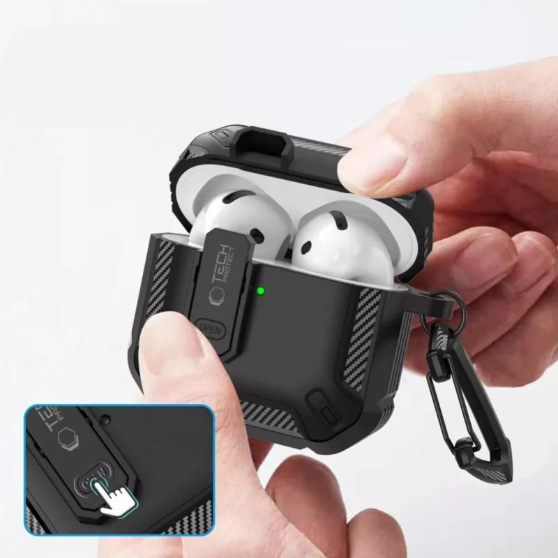 Tech-Protect Carbonox Case für AirPods 4 - Schwarz